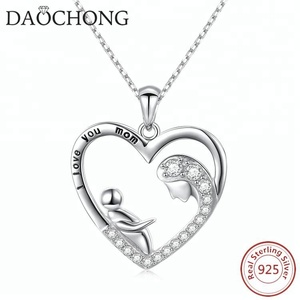 <span class=keywords><strong>Mamma</strong></span> E Bambino Della Collana Del Cuore 925 Sterling Silver I Love You Mom Pendente Della Collana - Product Image 3