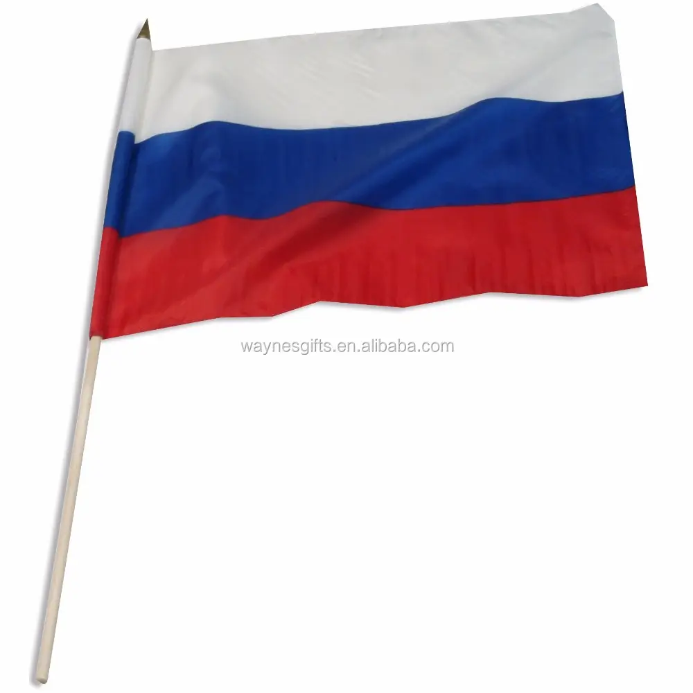 Bester Preis Hochwertiges nationales 100D Polyester jeder Größe Russland Benutzer definierte Hand winkende Flagge