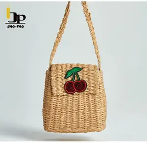 Bolso de paja tejido personalizado, bonito, bali, barato de fábrica