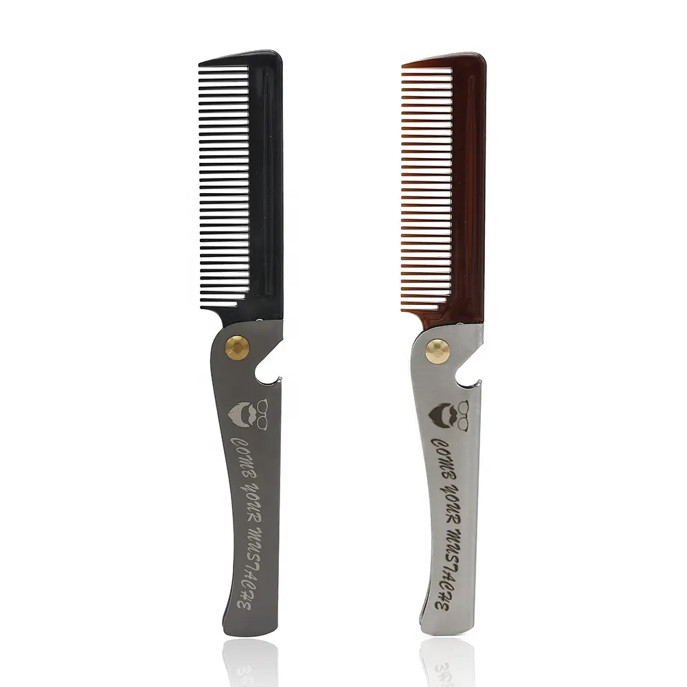 Stainless Steel Pocket Comb Men's Beard Shaping Tools Folding Beard Comb for men