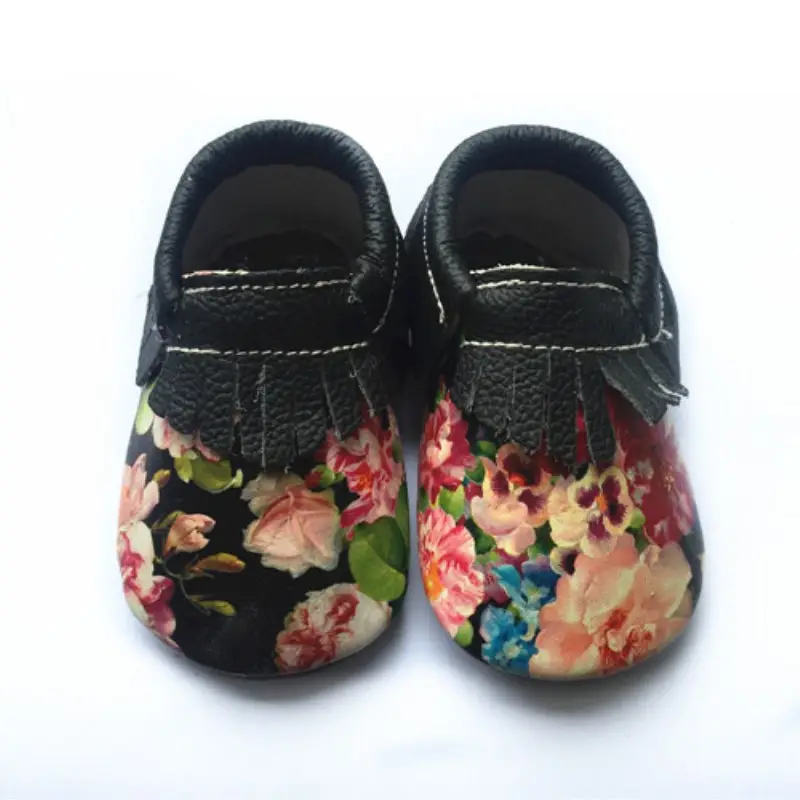 Kinghoo รองเท้าหนังดีไซน์ลายดอกไม้,สำหรับเด็กทารกแรกเกิดชายหญิงรองเท้ามอคคาซินสำหรับเด็กเล็ก