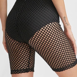KY Double Line Mesh <strong>Shorts</strong> Ladies <strong>Stretchy</strong> Sexy Club High Rise Black Fishnet <strong>Shorts</strong> and Middle Length Leggings <strong>Short</strong> for Women - Product Image 4