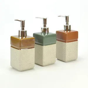 Best selling products square glazed ceramic hotel liquid soap dispenser