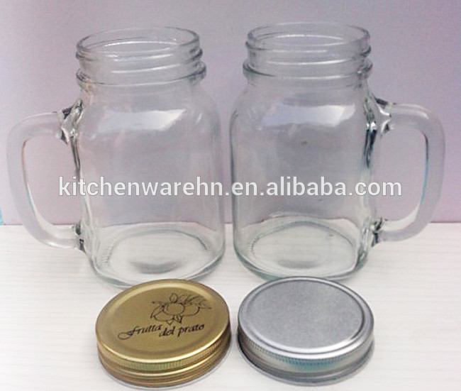 16oz/450ml glass mason jar with embossed logo