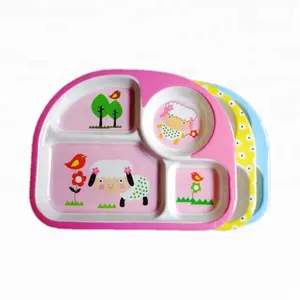 Food Grade Kids Tableware Melamine 4 Compartment Tray