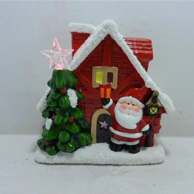 Casa de pueblo de Navidad divertida de cerámica con LED