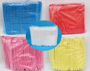 Best Selling Nonwoven PP Round Crimped Pleated Strip Bouffant Head Cover Disposable Cap With Elastic Band