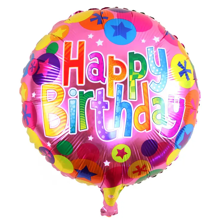 Grosir selamat ulang tahun dicetak 18 inch mylar dicetak balon hidrogen