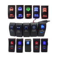 Bouton de commutation, 50 pièces 12V 24V, éclairage rouge et bleu, pour voiture, bateau, caravane, 4x4
