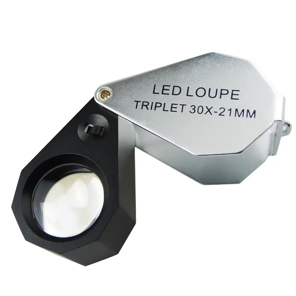 30x แว่นขยาย21มม. Triplet Optical Glass เครื่องมือระบุอัญมณีอัญมณี Loupe