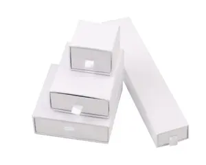 Bijoux à tiroir blanc personnalisé en papier, coffret d'emballage De Bijoux, avec Logo personnalisé, 50 pièces