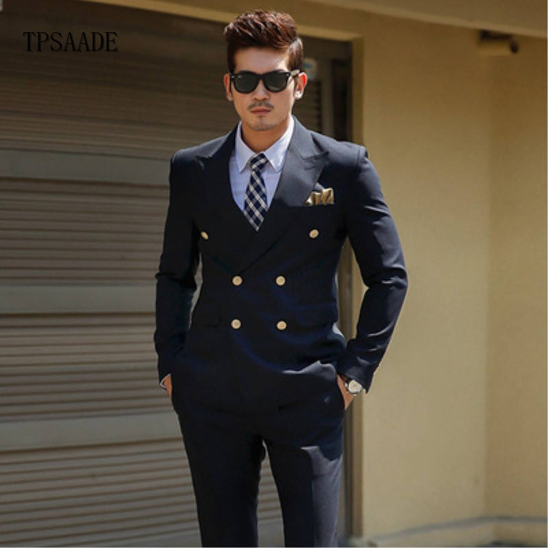 Uniform Business Double Breasted Coat Pant Men Suit YF074