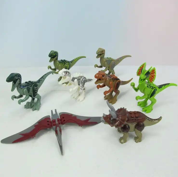 Blocs de construction de dinosaures jurassiques pour enfants, Mini jouets, figurines, vente en gros, pièces