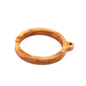Wood Charm Design,Customized 30mm ID Natural Olive Wood Pendant Accessory Bezel Ring