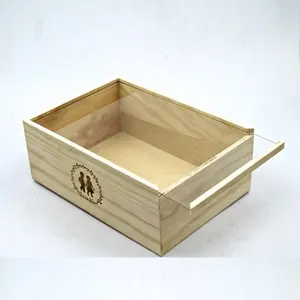Luxury Laser Engrave Transparent Sliding Lid Wood Storage Box