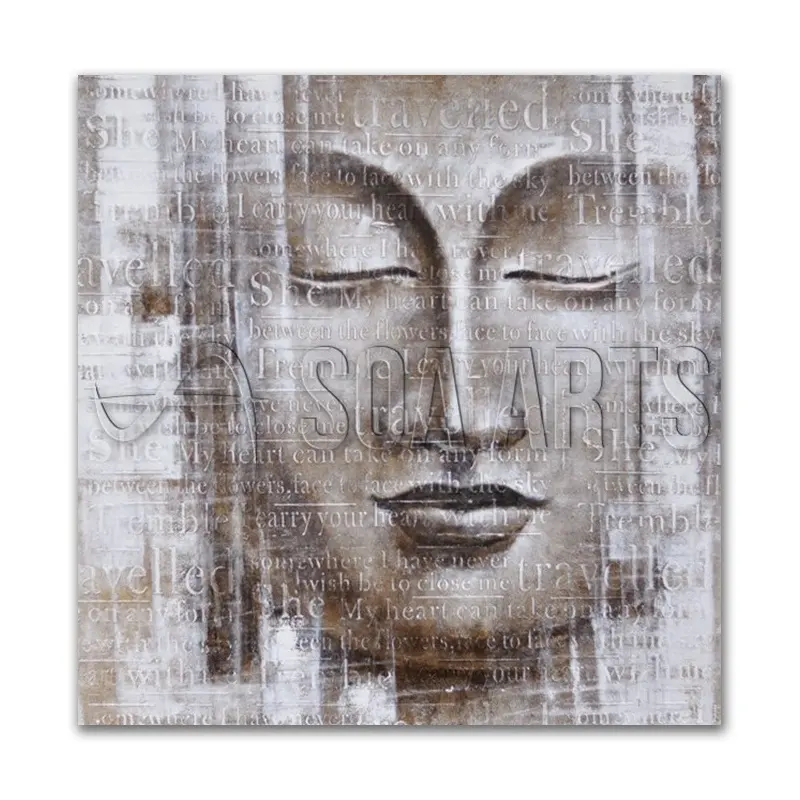 Peinture acrylique de bouddha 3D, Art religieux, peinture sur toile