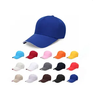 Promotional plain ball 5 panel brushed cotton twill cap with sandwich bill