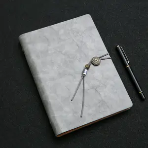 Buku catatan binder kulit bisnis kantor kualitas tinggi buku catatan halaman kosong dan Kelim dengan saku perban