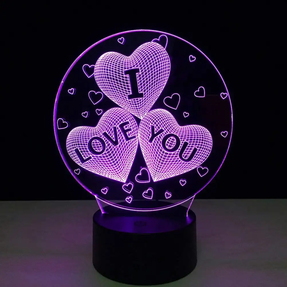 2021 Best Gifts Custom 3D I LOVE You Heart Optical LED Illusion Night Lamp 7 Color