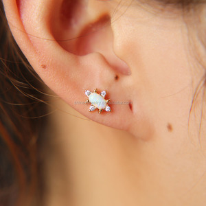 Di alta qualità placcato oro bianco Cz Opal gemma elegante moda donna donna regalo il secondo <span class=keywords><strong>orecchino</strong></span> - Product Image 3