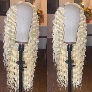 Extensions de cheveux Remy blond <span class=keywords><strong>russe</strong></span> 613, ondulations profondes, 100% cheveux vierges avec closure frontale, mèches de cheveux humains bruts 613 - Product Image 6