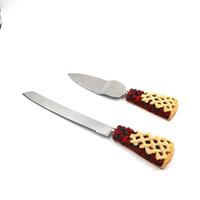 Lebensmittelechtes Edelstahl-Kuchenmesser und -Servierer-Set mit Polygriff, 2-teiliges Kuchenmesser- und Servierer-Set