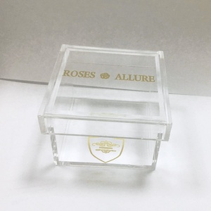 Custom คุณภาพสูงทองฟอยล์ร้อนปั๊มโลโก้อะคริลิคใส single rose/กล่องดอกไม้พร้อมฝาปิด - Product Image 4