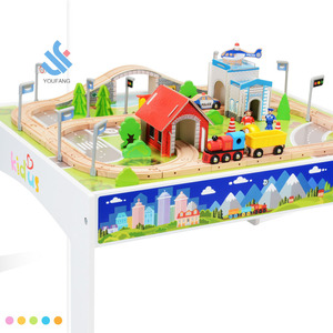 <span class=keywords><strong>Train</strong></span> éducatif, YF-Z8014 pièces, jeu éducatif, scène <span class=keywords><strong>de</strong></span> croisement sur rail en bois combinée, avec table <span class=keywords><strong>de</strong></span> jeu, vente en gros, 100 - Product Image 3