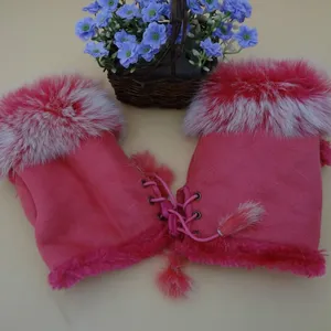 Warme zachte faux fur stof vingerloze handschoenen dames mode mitten rijden handschoenen