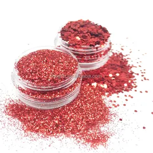 Hewan Peliharaan Hexagon Merah Glitter dan Pigmen Bubuk untuk Cat