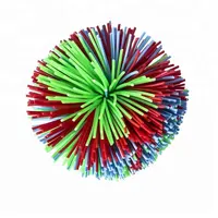 Fluffy silicone high quality rubber monkey stringy koosh juggling bouncing stress ball trampoline paddle ball