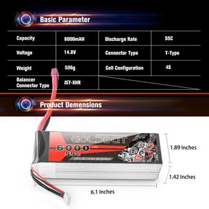 Batería de Polímero de Litio de Alta Capacidad 55C 4S 14.8V 6000mah, Carcasa Flexible, Lipo, para Autos RC, Juguetes, Paquete de Baterías para Aficionados - Product Image 3