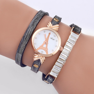 Duoya marca reloj mujeres moda Torre Eiffel cristal pulsera de piedras preciosas reloj chica clásico vintage señora reloj - Product Image 4