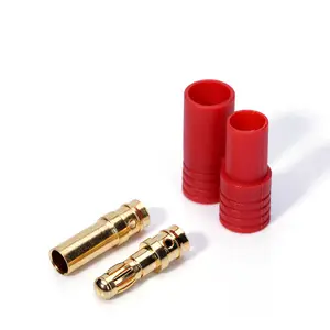 RC Lipo Battery HXT 3.5mm Gold Plated Bullet Banana Plug Connector With Red Plastic Housing