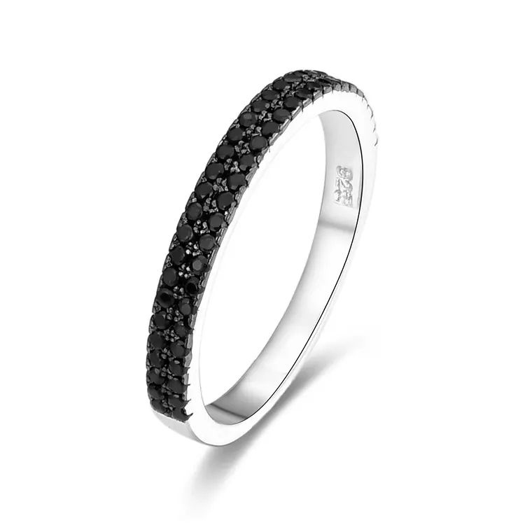 POLIVA Black Stone Onyx Diamond Weiblicher Fingerring Design 925 Sterling Silber Schöne einfache Mode Zirkon Verlobung Hochzeit