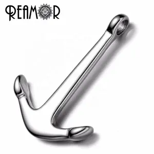 REAMOR 316L Stainless Steel Charms Pendants Silver Tone Anchor Connectors Charms for Leather Bracelet DIY Jewelry Making