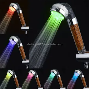 Banyo LED duş başlığı 7 renk değiştirme iyonik taş filtre duş başlığı yok pil su tasarrufu duş