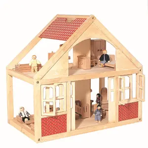 Wholesale Diy Natural Kids Toy Home wooden dolls house Dollhouse for Girls
