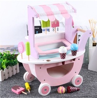 Supermarket shopping cart wooden kitchen toy set 2 6 years old child house simulation ice cream truck girl preschool toy kitchen play set