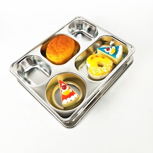 Assiette à dîner en acier inoxydable 304 <span class=keywords><strong>Thali</strong></span> Dining Restaurant Assiette Plateau 5 compartiments Boîte à lunch Mess Plateau - Product Image 5