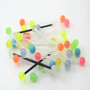 Glow in the dark acrílico barbell língua com 38mm barra corpo jóias - Product Image 2