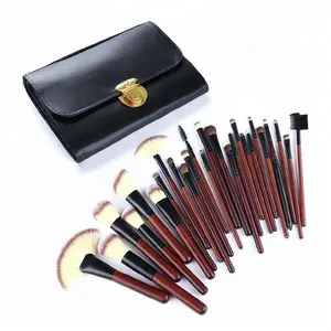 Custom Logo Mahogany Wood Handle Custom Hair 26pcs Maquiagem Makeup Brush Set Professional