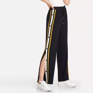 <span class=keywords><strong>Pantaloni</strong></span> a Gamba Larga con <span class=keywords><strong>Bottoni</strong></span> a Pressione e Strisce <span class=keywords><strong>Laterali</strong></span>, <span class=keywords><strong>Pantaloni</strong></span> Larghi da Donna con Coulisse in Vita - Product Image 3