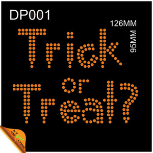 personalizado truco o tratar de oro carta rhinestone apliques - Product Image 1
