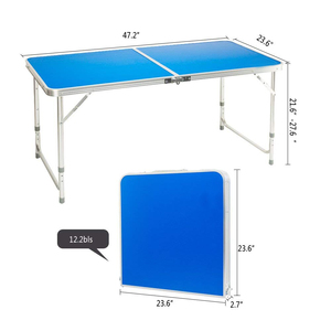 <span class=keywords><strong>Table</strong></span> pliante rectangulaire en aluminium bleue pour le <span class=keywords><strong>camping</strong></span> en plein air moderne, 120 cm, pour 4 personnes - Product Image 5