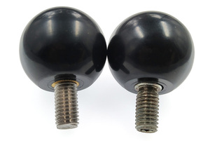 Bouton boule en bakélite et poignée noire avec vis galvanisée M10 - Product Image 2