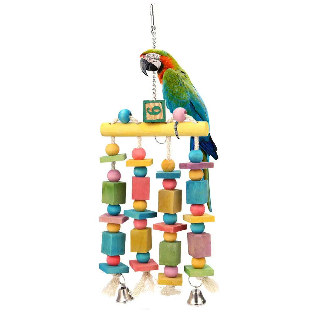 Kleurrijke Hout Vogel Hangen Swing Speelgoed voor Grote Papegaai