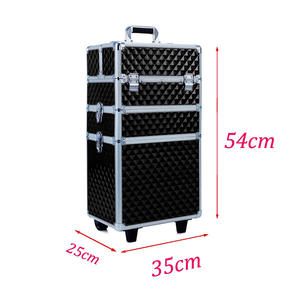<span class=keywords><strong>Valise</strong></span> de beauté en aluminium noir avec logo personnalisé, antichoc, étanche, durable, 3 en 1, <span class=keywords><strong>valise</strong></span> à roulettes, trousse de maquillage, <span class=keywords><strong>valise</strong></span> de <span class=keywords><strong>coiffure</strong></span> - Product Image 3