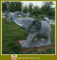 Statue d'éléphant indien en pierre naturelle, grande taille