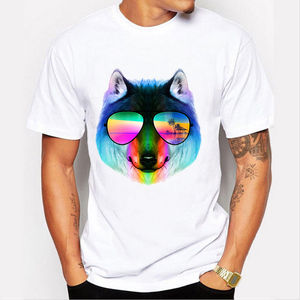 Custom Wolf diseño hombres impreso algodón <span class=keywords><strong>camiseta</strong></span> <span class=keywords><strong>blanca</strong></span> - Product Image 5